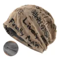 Automne hiver bonnet ample doublé polaire chaud casquette streetwear graffiti tendance - Taille unique / Doublé polaire - 382 - Kaki