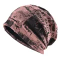 Femme rose noir bonnet slouchy élégant imprimé casquette pull streetwear couvre-chef mode - Rose