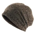 Détail de bonnet mou en tricot ajouré marron clair, couvre-chef d'été décontracté. - Taille unique / Marron
