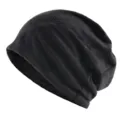 Bonnet slouchy noir avec motif d'étoile, bonnet en tricot fin pour le printemps et l'automne. - Taille unique / Étoile-Noir