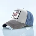 Casquette de baseball en coton vieilli brodé d'animaux, détail casquette trucker. - Taille unique / Marron