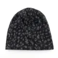 Bonnet tricoté imprimé léopard noir gris bonnet slouchy femme mode tendance streetwear - Léopard Noir