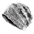 Bonnet slouchy imprimé de lettres graffiti, foulard streetwear stylé pour hommes et femmes. - E382-Blanc