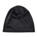 Gros plan de détail sur le bonnet noir respirant en soie de glace au tissu léger. - Taille unique / E388-Noir