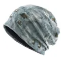 Femmes hommes style wasteland bonnet en tricot slouchy détruit casquette décontractée streetwear - Taille unique / Bleu gris