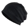 Bonnet slouchy en tricot noir léger respirant ajouré pour le printemps et l'été usage quotidien. - Noir