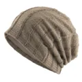 Japanese mesh slouchy beanie women spring summer breathable casual vintage style knit hat - One Size / Khaki