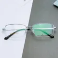 Montatura per occhiali da uomo semicerchiata in titanio per miopia e lettura 18K - Argento Bianco