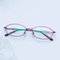 Women metal full rim optical glasses frame, purple slim frame for daily business wear SKU. - Purple