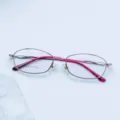 Women metal optical frame glasses, pink full rim prescription eyewear for daily business wear. - Pink