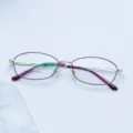 Women business optical glasses frame metal full frame oval prescription eyewear stylish frame - Purple Edges with Gold Frame