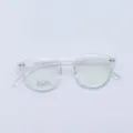 Clear round TR90 optical glasses frame detail view, showing transparent frame and temple design. - Clear White
