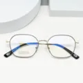 Titanium square eyeglasses frame retro optical metal frames for men and women prescription use - Black & Gold