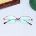 Women's beta titanium semi-rimless prescription glasses frame, lightweight and durable design. - Red