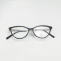Stylish cat eye glasses frame with anti blue light lens, lightweight design for daily wear. - Bright Black