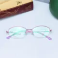 Pink half-frame optical glasses for women, lightweight memory titanium frame, elegant design. - Purple