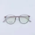Round TR90 optical eyeglass frame, vintage clear pink prescription glasses for daily wear. - Transparent Purple