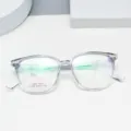 Clear TR90 anti-blue light glasses with small square frame detail for street style. - Transparent Gray