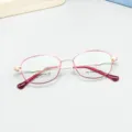 Classic oval business eyeglass frame, titanium metal design for prescription lenses. - Red Gold