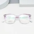 Vue détaillée de lunettes anti-lumière bleue transparentes violettes tendance TR90. - Mauve Clair