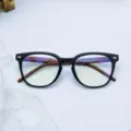 Montatura per occhiali nera opaca retrò con stanghette effetto legno occhiali luce blu - Matte Black