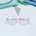 Lightweight TR90 Round Clear Pink Glasses Frame Youth Optical Eyewear Daily Wear - Transparent Pink / Plain