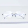 Lunettes de vue sans monture en titane avec verres taillés, élégante grande monture métal. - Argent Blanc