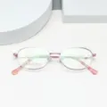 Women's pink metal oval eyeglass frame, ultra-light optical glasses for daily wear. - Pink