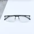 Montatura per occhiali semi-rimless in metallo da uomo nera semplice ottica miopia - Nero / Plano