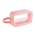 Bolsa de cosméticos impermeable rosa con ventana transparente y asa, neceser de viaje. - M / Rosa (Mediano)