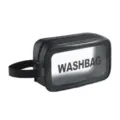 Black waterproof toiletry bag with clear window and handle, perfect travel cosmetic pouch. - Medium Black