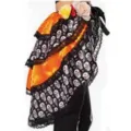 Halloween skull print layered waist skirt multi-layer lace costume gothic party half skirt - One Size / Bottoms / Orange