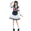 Costume de cosplay d'uniforme de marin d'anime japonais à manches longues mignon sexy - S / Robes / Marine Blanc Patchwork (Adultes Manches Longues)