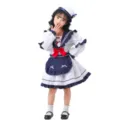 Ensemble de costume de cosplay de marin anime japonais pour enfants avec chapeau et nœud. - S / Robes / Marine Blanc Patchwork (Enfants Manches Longues)