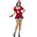Women Christmas cosplay costume set with cute Santa dress and matching holiday accessories. - M / Top And Bottom / Red