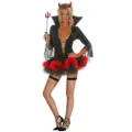 Sexy Halloween Teufel Kostüm Set für Damen, inklusive schwarzem Kleid, Hörnern und Dreizack. - S / Kleider / Schwarz