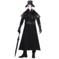 Man Pestdokter Kostuum Halloween Donkere Cosplay Outfit met Masker Hoed Lange Jas - M / Set / Zwart