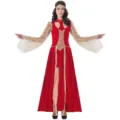 Mittelalter Griechische Göttin Halloween Kostüm Rotes langes Kleid Vintage Hof Maxikleid - M / Kleider / Rotgold