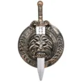 Bouclier épée décoratif de costume de guerrier spartiate médiéval avec tête de lion. - M / Accessoires Seuls / Bouclier Et Épée Jouet
