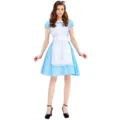 Costume de bonne Alice pour femme, robe bleue de cosplay Halloween avec tablier blanc et bandeau. - S / Robes / Bleu