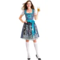Traditionelles deutsches Oktoberfest Dirndl Kleid, blaues bayerisches Trachtenkostüm für Damen. - S / Kleider / Blau