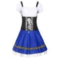 Traditional Oktoberfest costume German beer maid dirndl dress plus size party outfit - S / Dresses / Blue