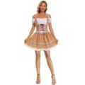 Oktoberfest beer maiden costume dress for women German festival party outfit style - M / Dresses / Brown and White