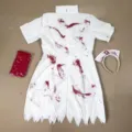 Halloween Bloody Zombie Nurse Costume Cosplay Outfit Scary Party Dress for Adult Women - M / Zombie Nurse Style (2014) / White