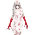 Halloween bloody zombie nurse costume with dress, cap, mask and gloves for cosplay party. - 2XL / Zombie Nurse Style (2014) / White (Without Blood Socks)
