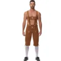 Beierse lederhosen outfit voor heren traditioneel oktoberfest feestkleding setje - M / Bottoms / koffiekleur