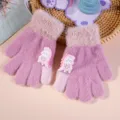 Gants d'hiver épais et mignons pour enfants en peluche avec motif dinosaure, bien chauds. - Violet