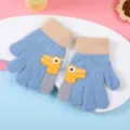 Gants d'hiver chauds pour enfants avec joli motif de dinosaure, fourres, bleus. - Bleu
