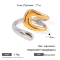 Bague ouverte réglable en acier inoxydable bicolore pour femme, bijoux géométriques. - Bague ouverte