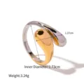 Bague ouverte en acier inoxydable bicolore, design minimaliste élégant or et argent. - Bague Stylée